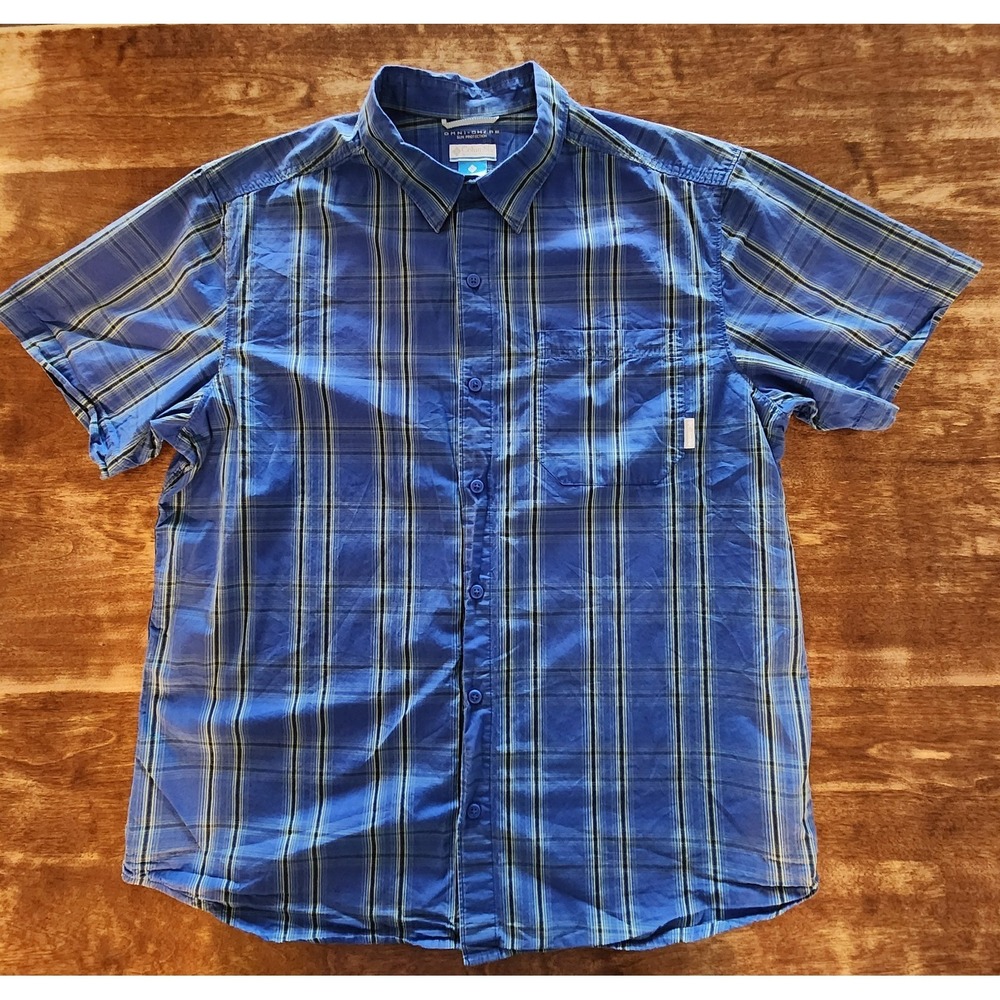 Columbian Shirt Mens XL Multicolor Omni Shade Plaid Hiking Outdoor Fishing‎